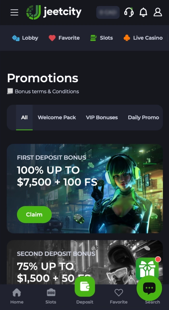 Use bonuses at JeetCity online casino to make your game more enjoyable.