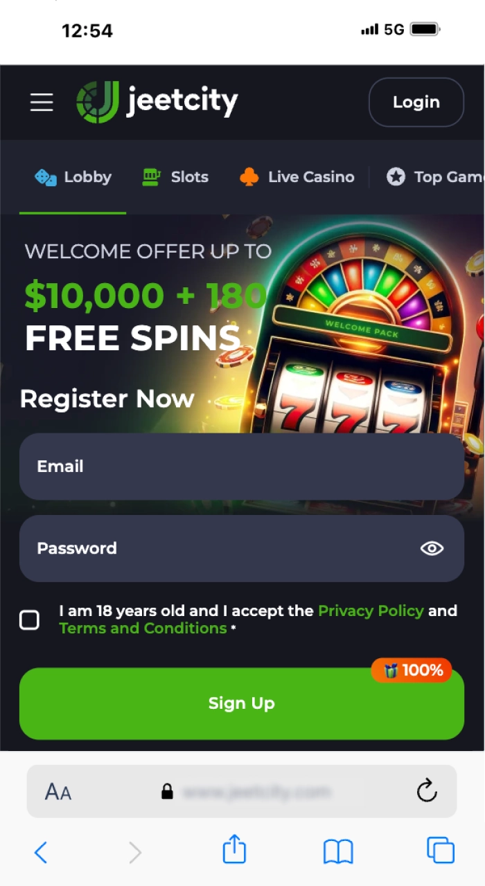 To download the JeetCity online casino app on your iOS phone, you need to open the official website.