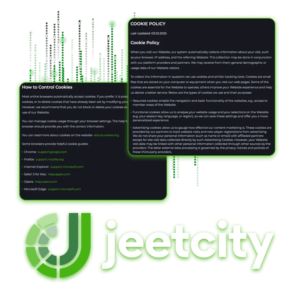 Check out the cookie policy at JeetCity online casino.