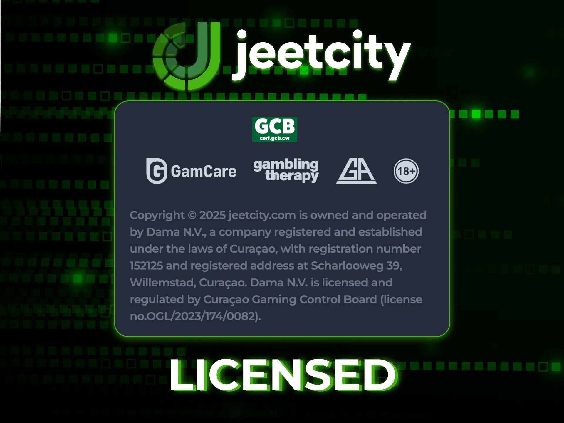 Licensed and secure gaming at JeetCity Casino.