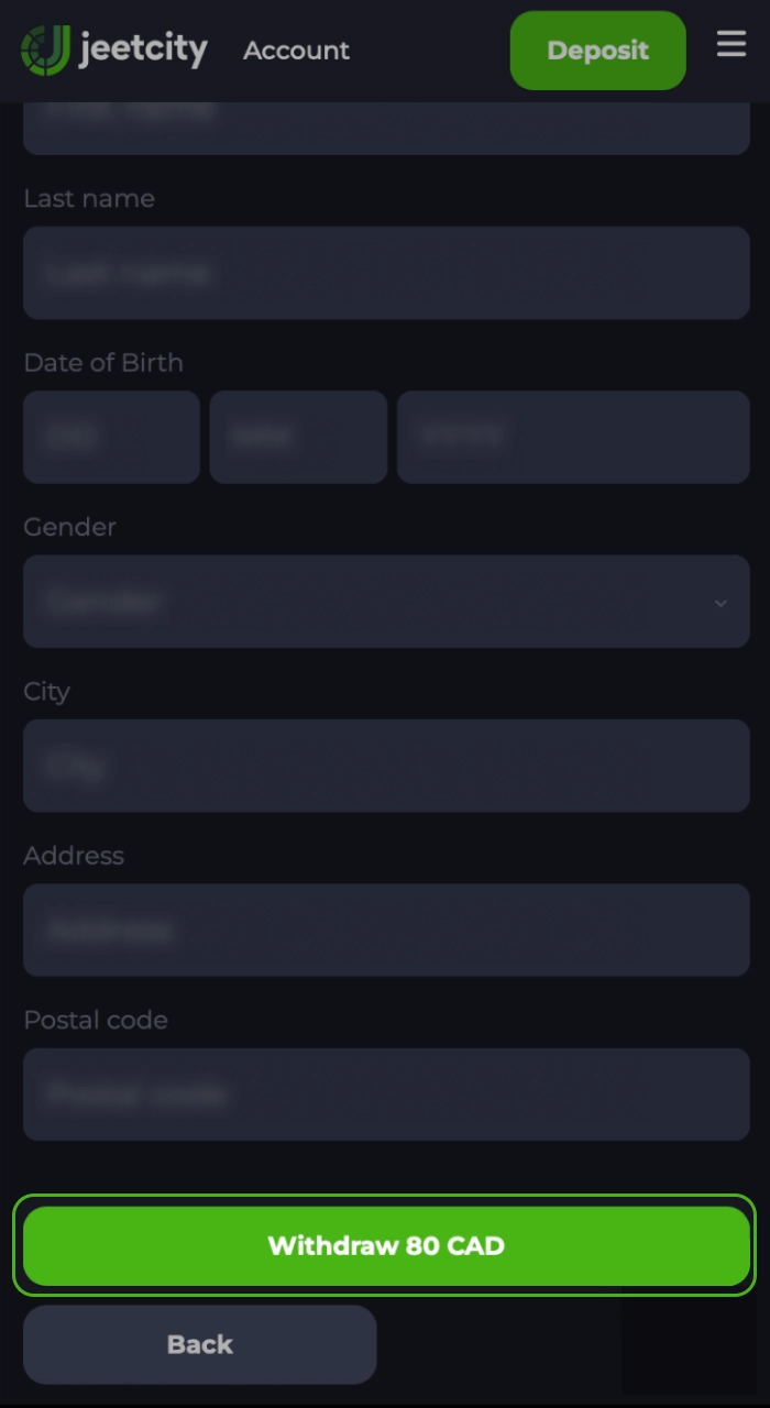 Confirm your withdrawal request at JeetCity online casino and wait for the funds to be credited to your account.
