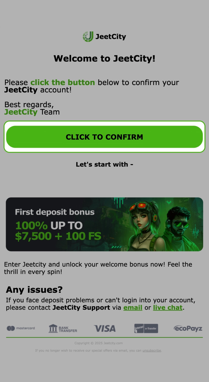 After registering at the JeetCity online casino, go through verification.