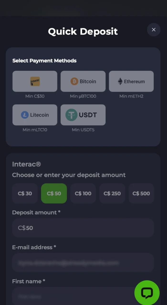 Make your first deposit at JeetCity online casino after registration.